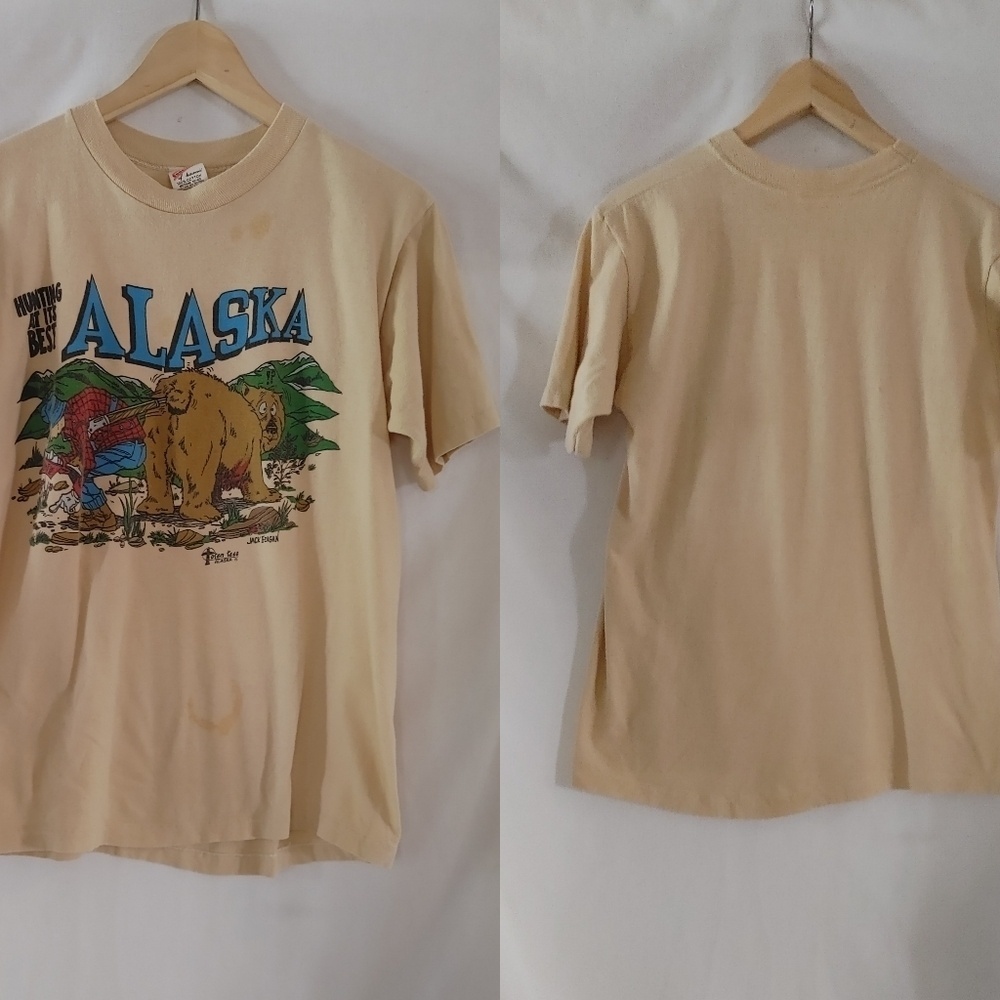 Vintage Sunstrokes Alaska Jack Feagan Crew Neck‎ Tee Shirt Humor 80s Cartoon M S